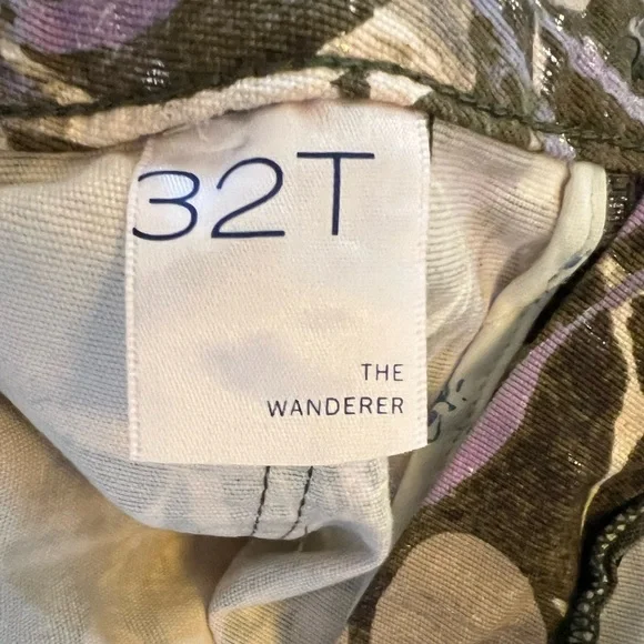 Pilcro The Wanderer Camo Multicolor Jeans Green Cream Purple Metallic Size 32T - Picture 14 of 16